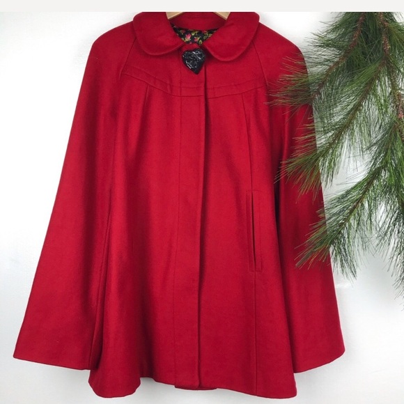 Betsey Johnson Jackets & Blazers - Betsey Johnson **Rare** Red Lined Wool Blend Coat- size 8